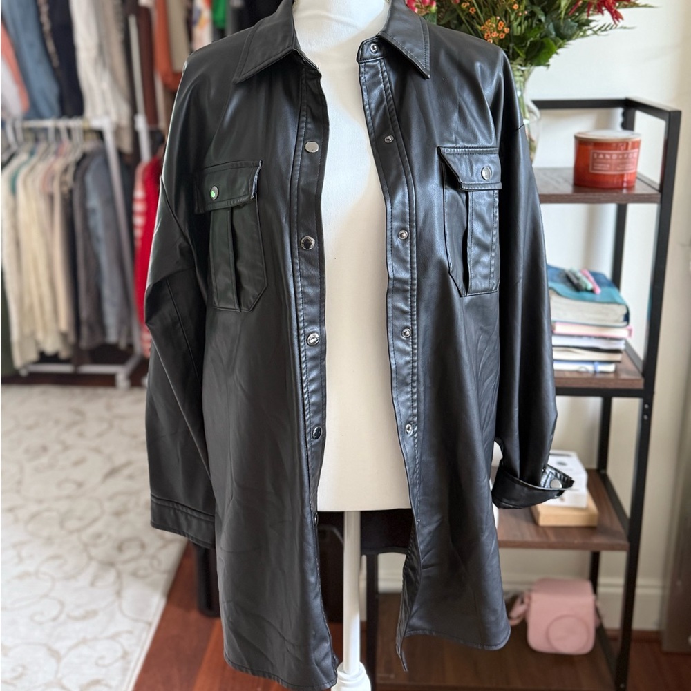 Zara Black Leather-Style Jacket